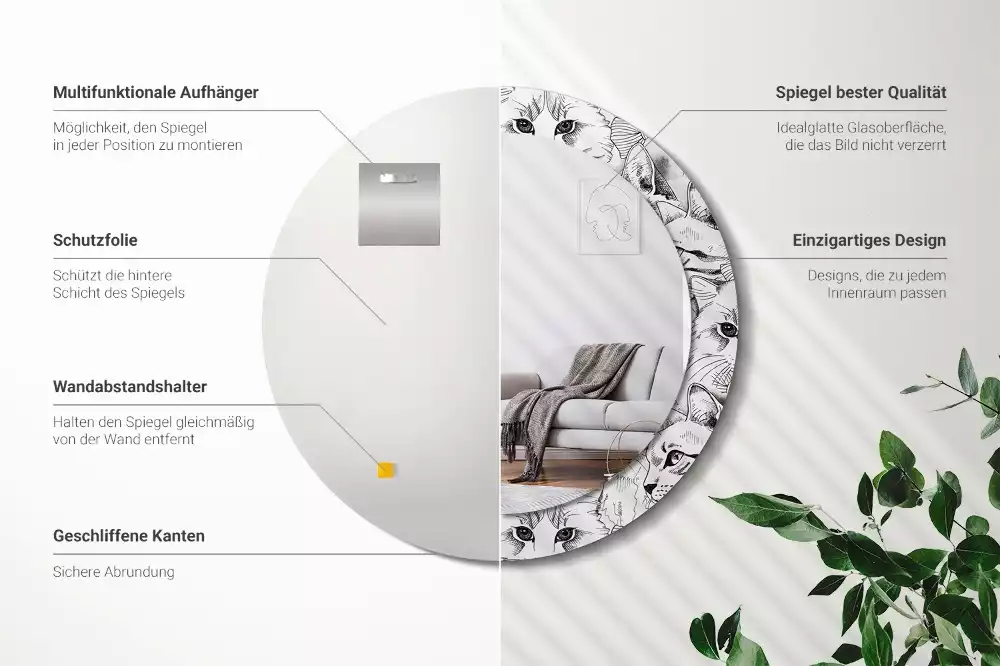 Kerek dísztükör Macskák