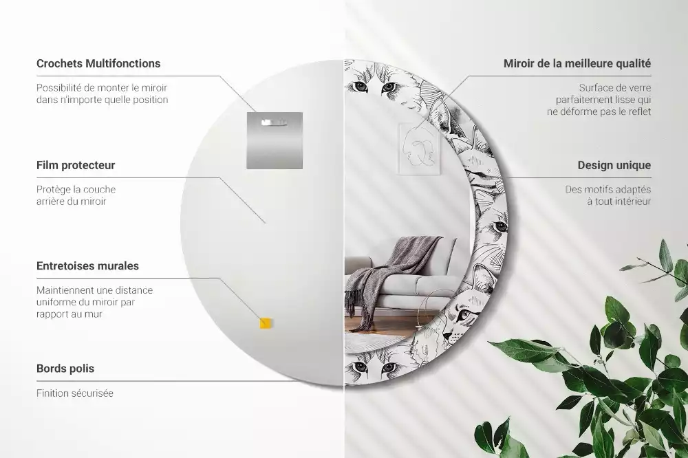 Kerek dísztükör Macskák