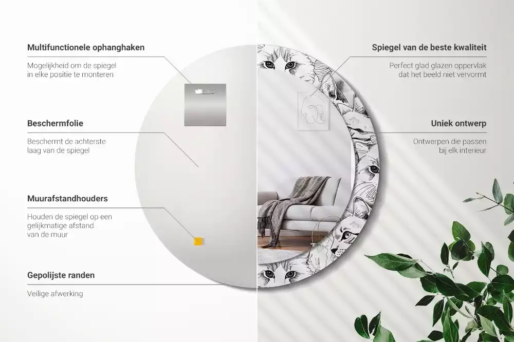 Kerek dísztükör Macskák