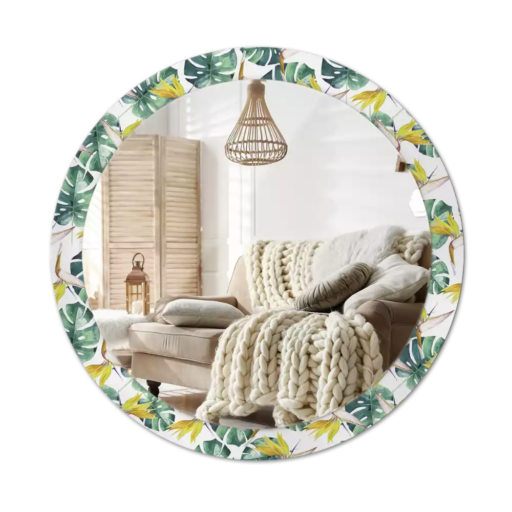 Kerek dísztükör Trópusi levelek