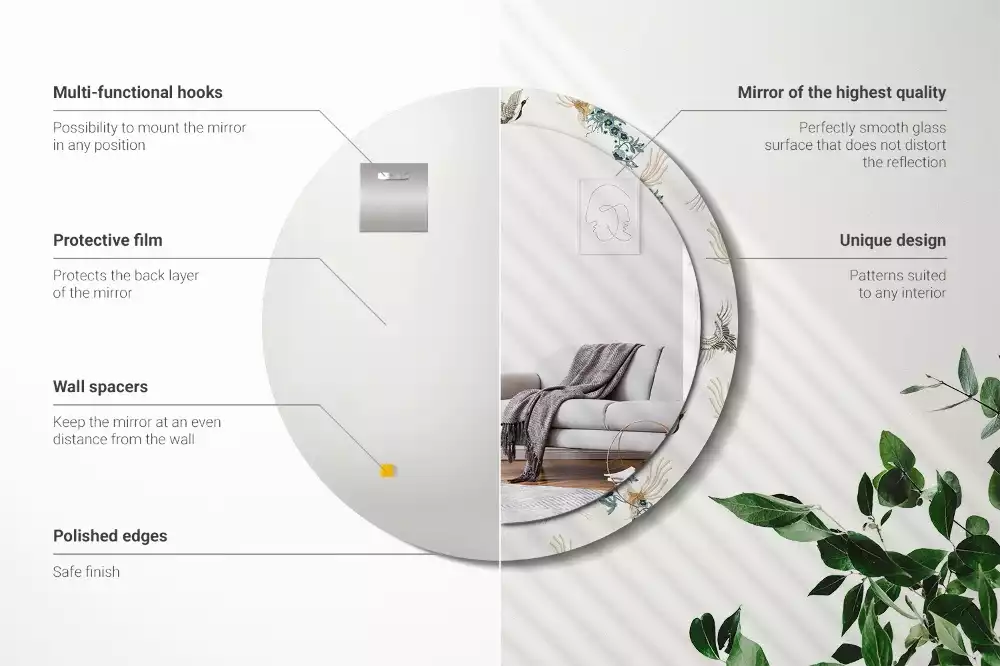 Kerek dísztükör Kínai madarak