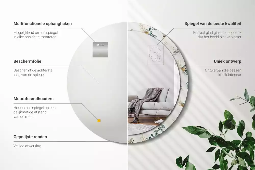 Kerek dísztükör Kínai madarak