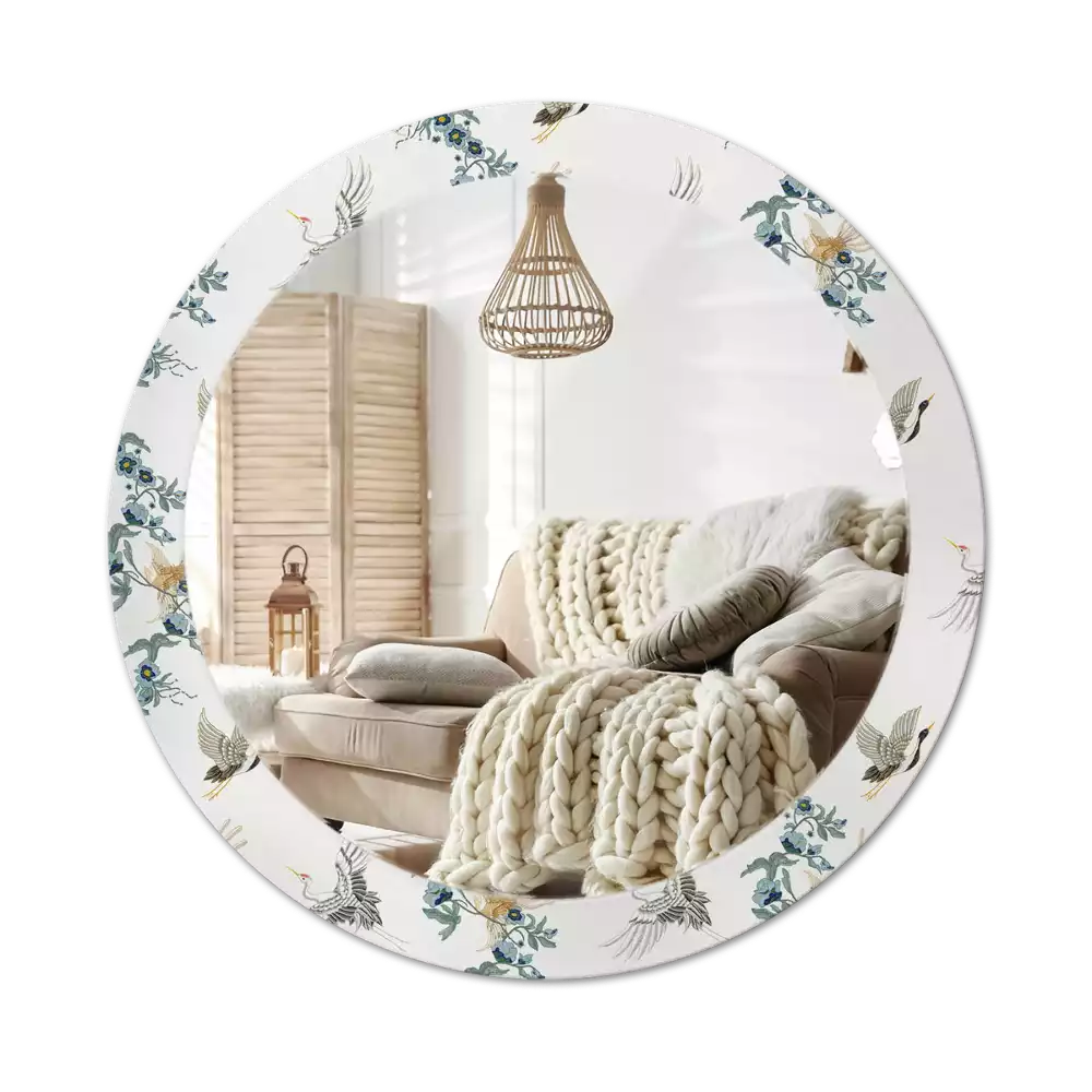 Kerek dísztükör Kínai madarak