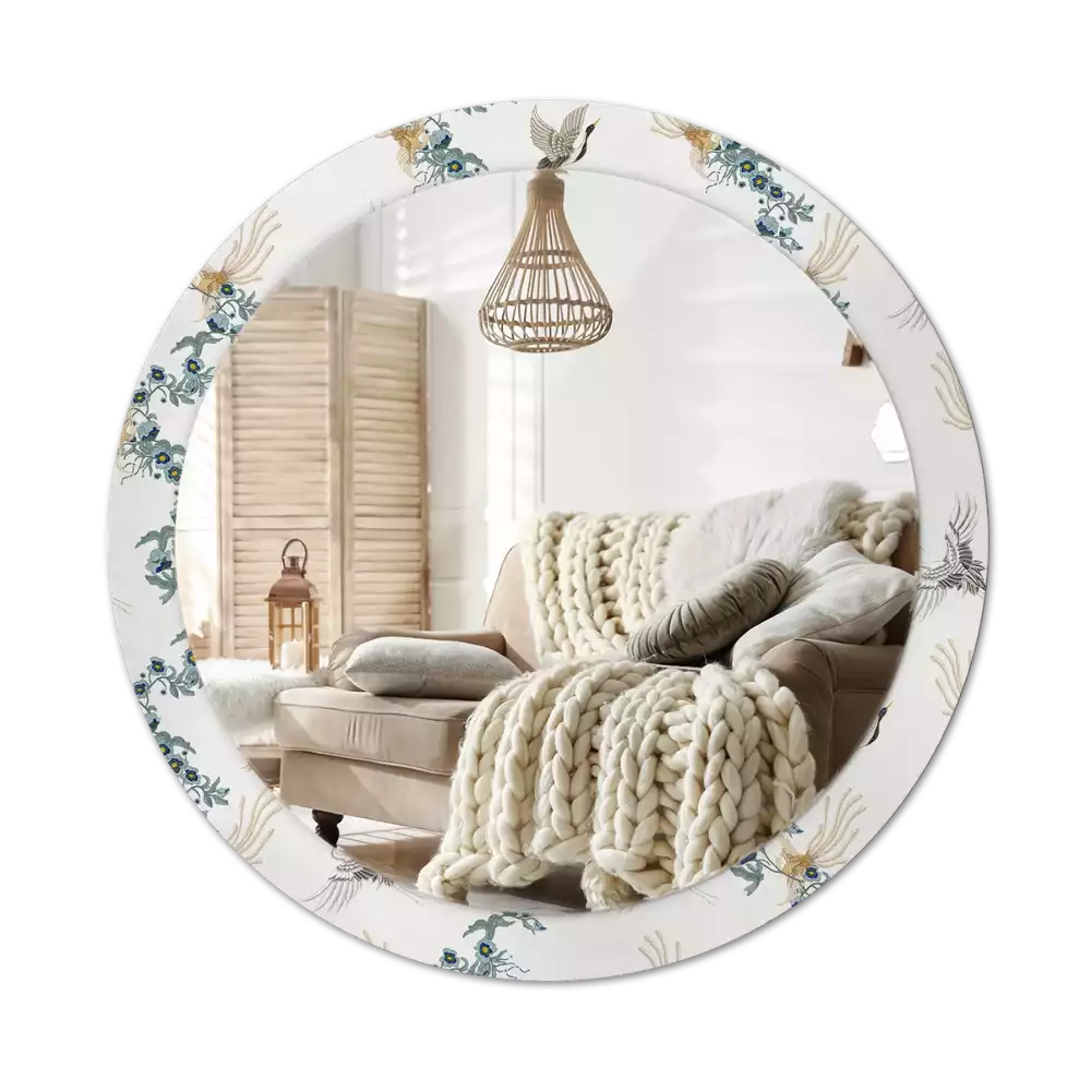 Kerek dísztükör Kínai madarak