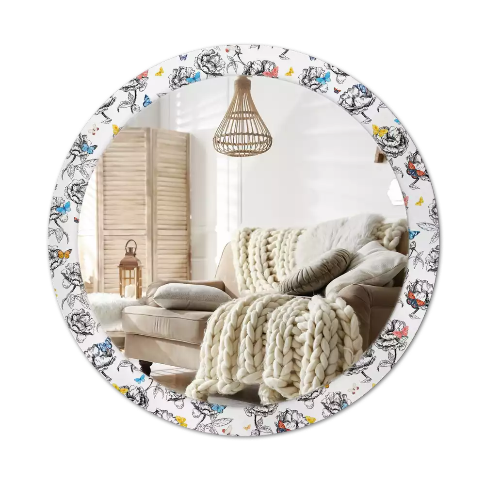 Kerek dísztükör Színes pillangók