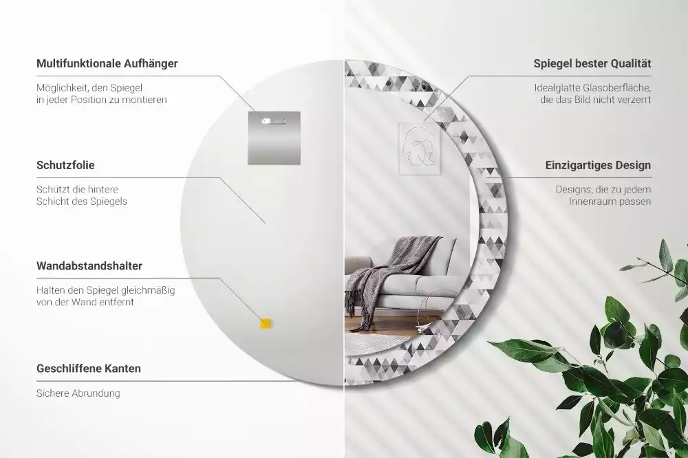 Kerek dísztükör Háromszögek