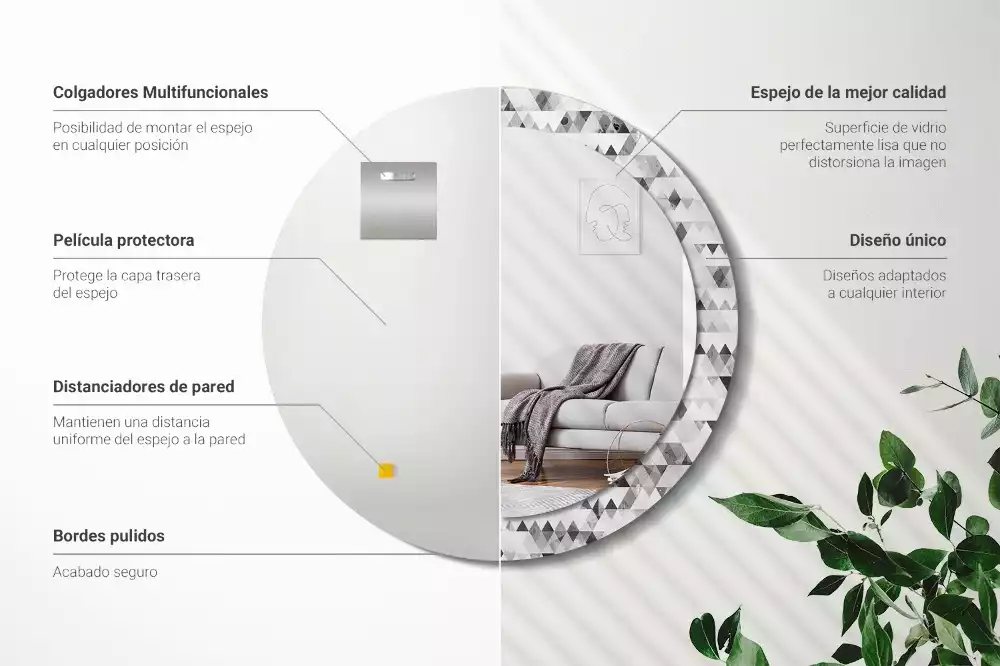 Kerek dísztükör Háromszögek