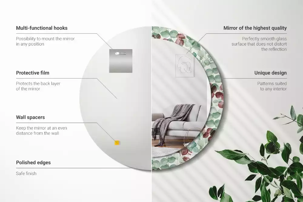 Kerek dísztükör Eukaliptusz