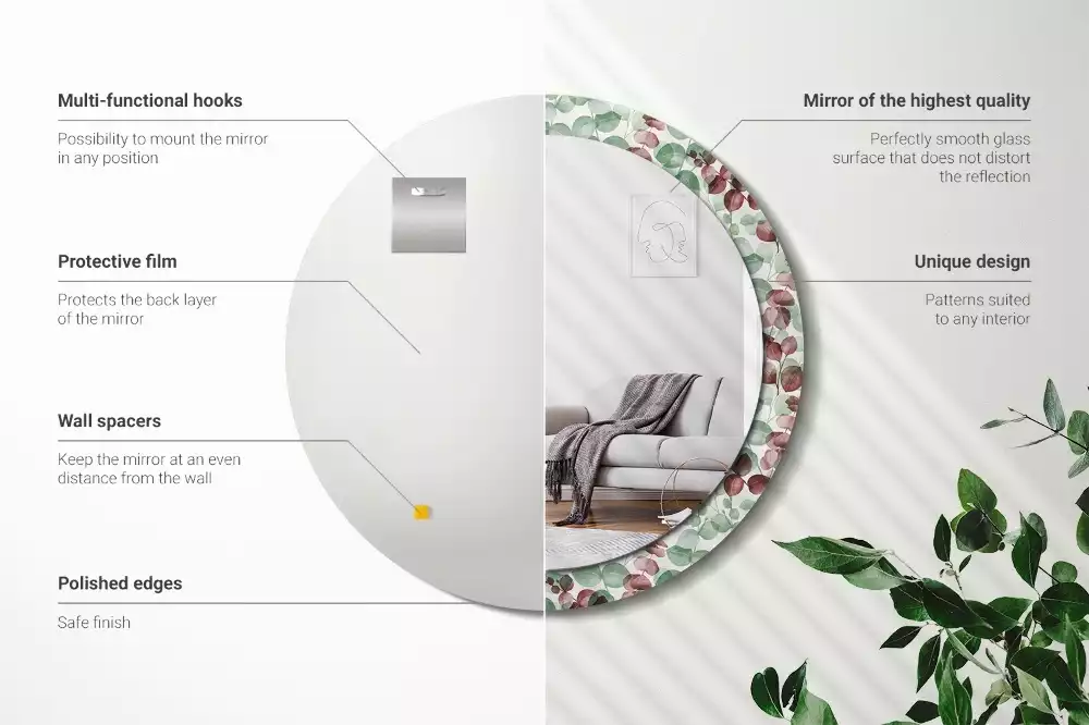 Kerek dísztükör Eukaliptusz