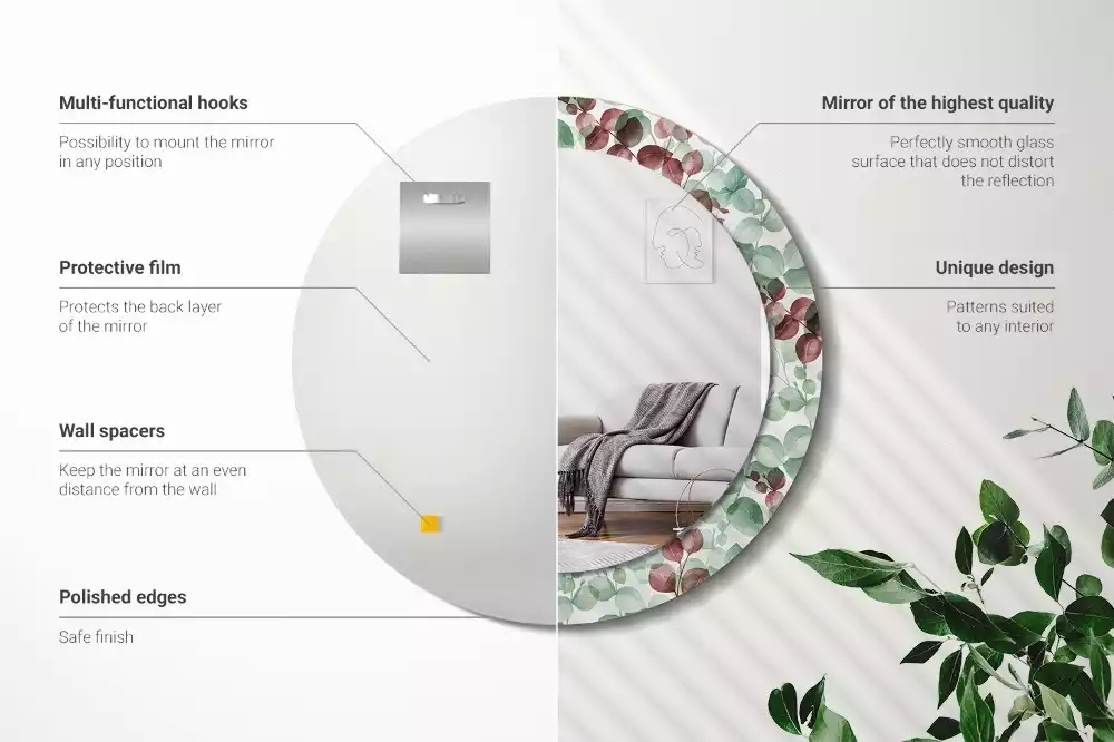 Kerek dísztükör Eukaliptusz