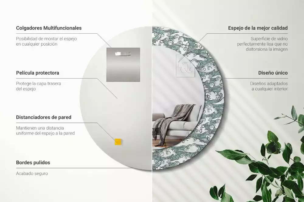 Kerek dísztükör Felhők