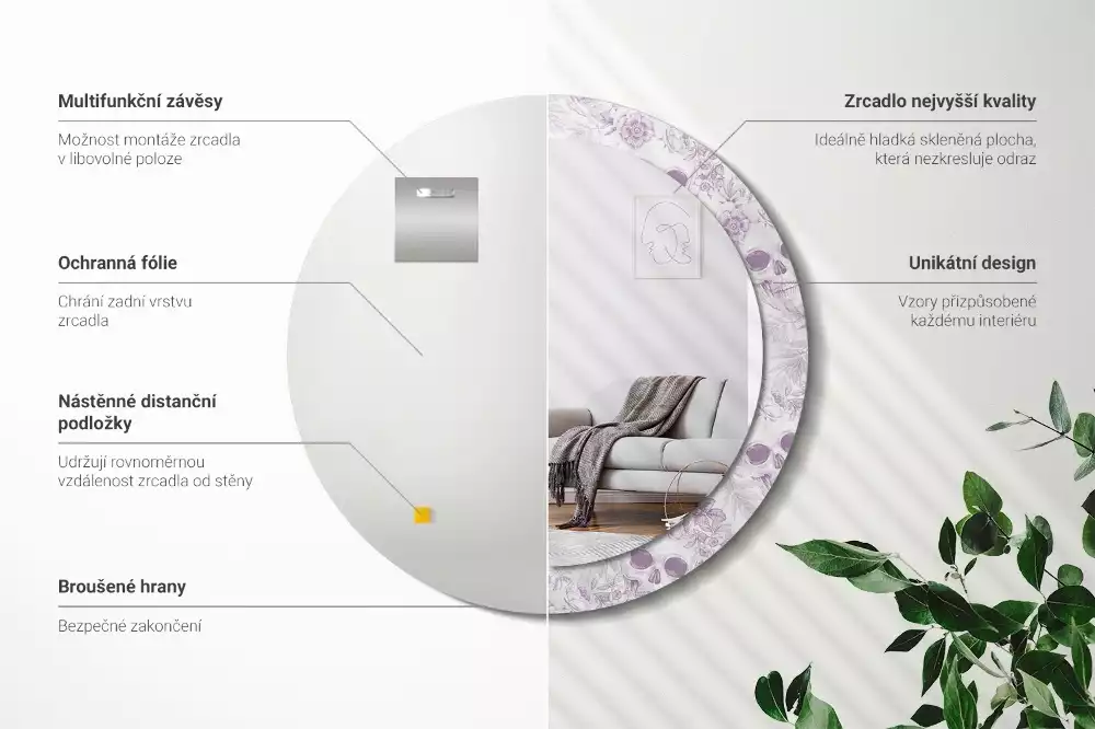 Kerek dísztükör Koponyák