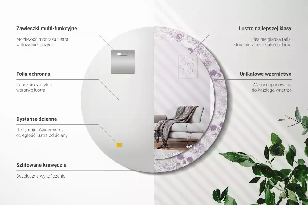 Kerek dísztükör Koponyák