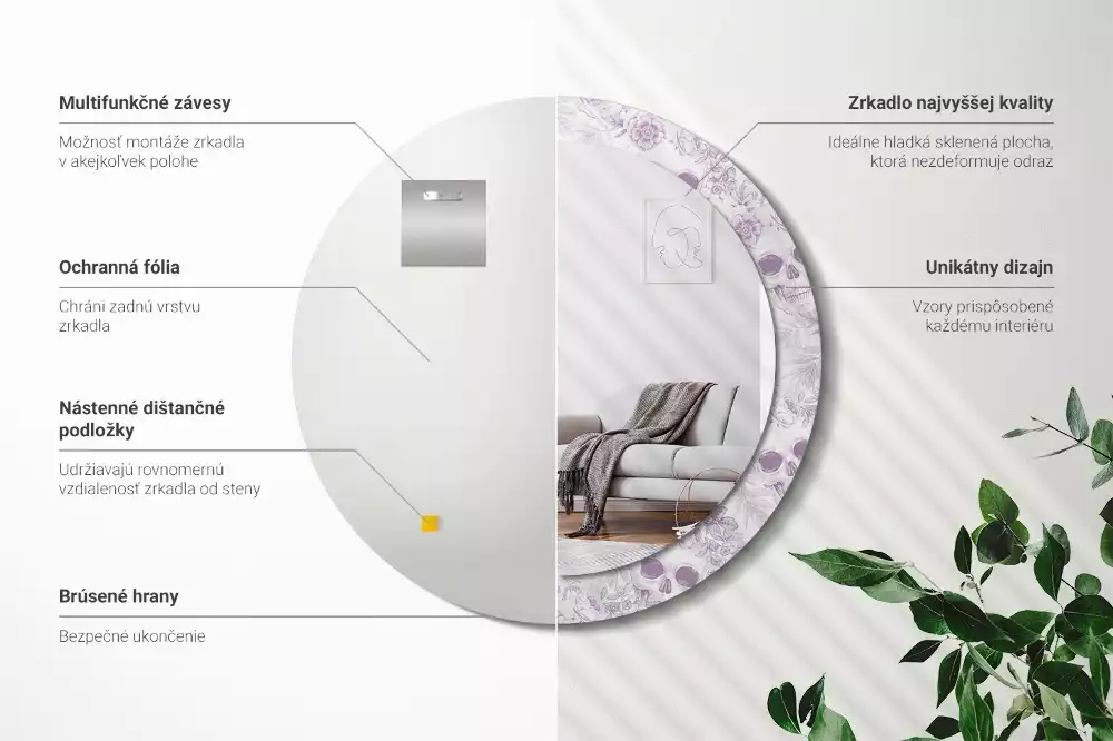 Kerek dísztükör Koponyák