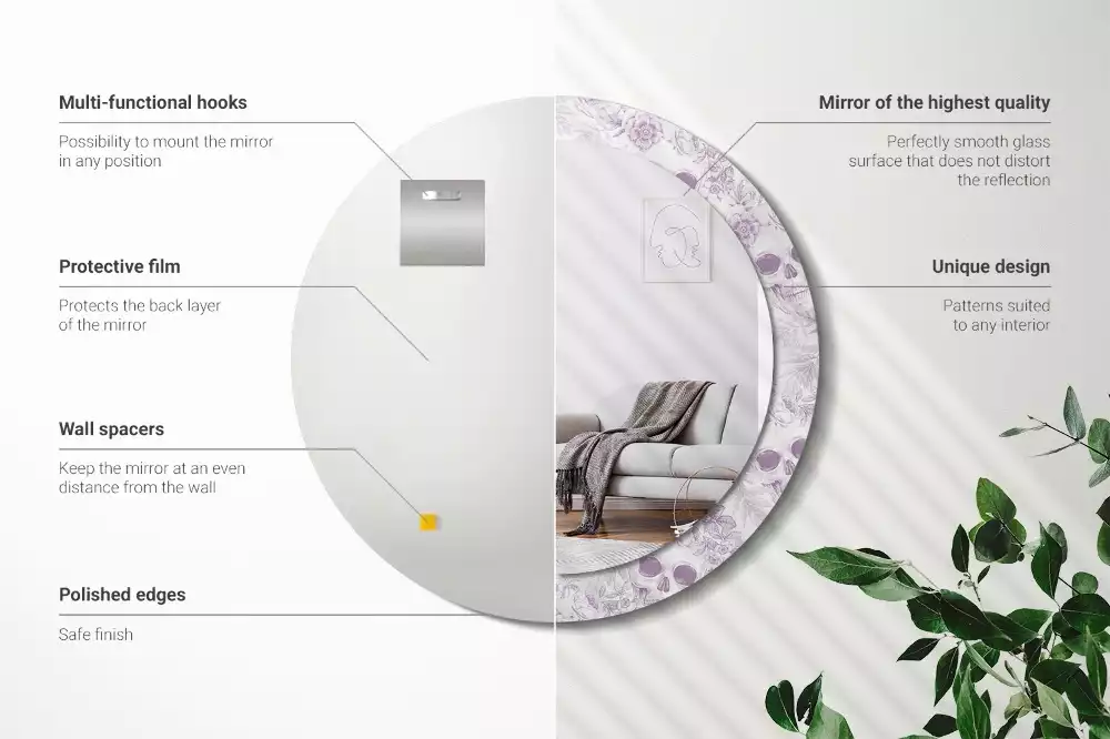 Kerek dísztükör Koponyák