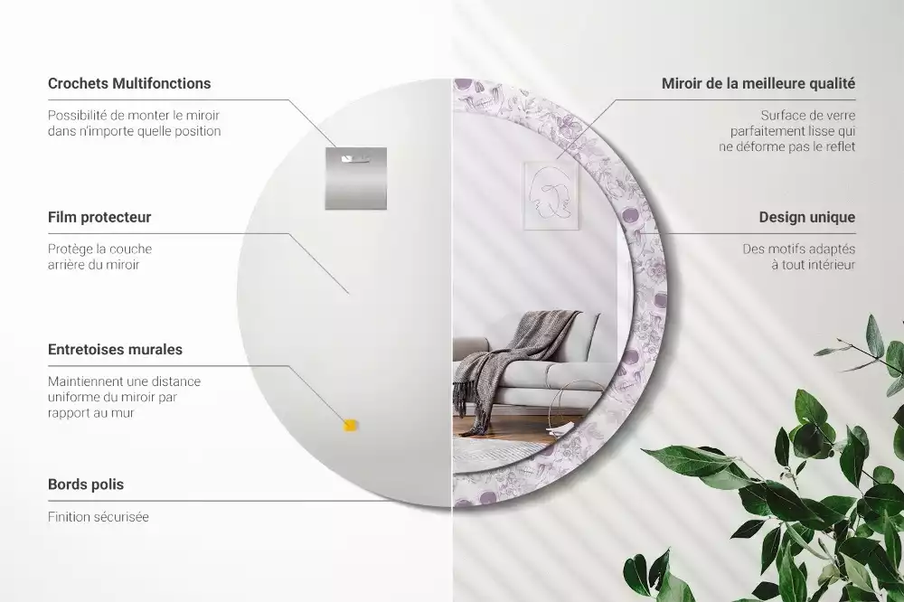 Kerek dísztükör Koponyák