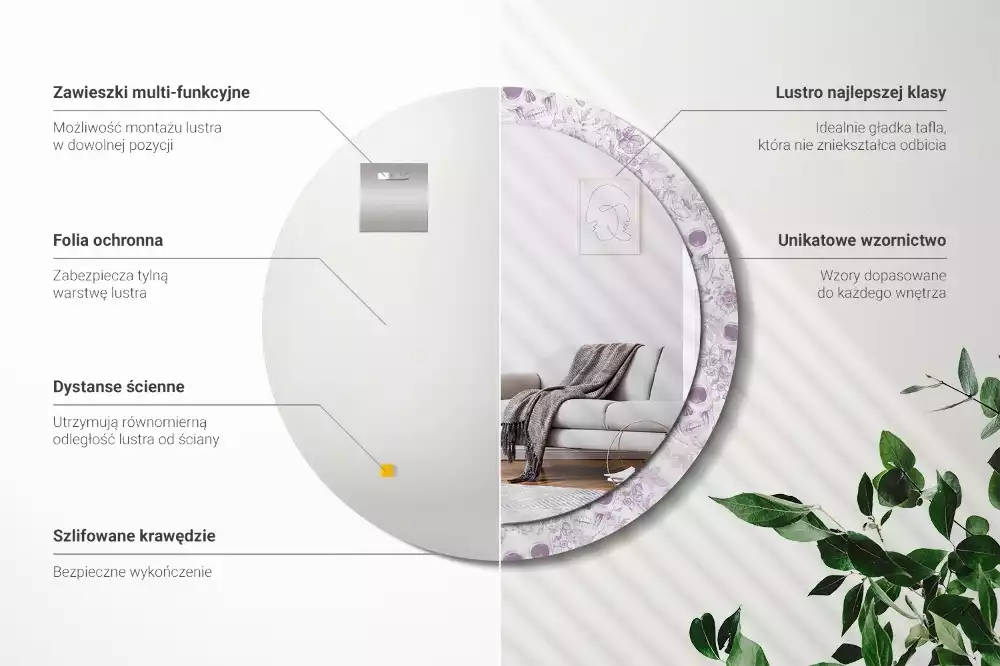 Kerek dísztükör Koponyák