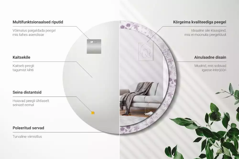 Kerek dísztükör Koponyák