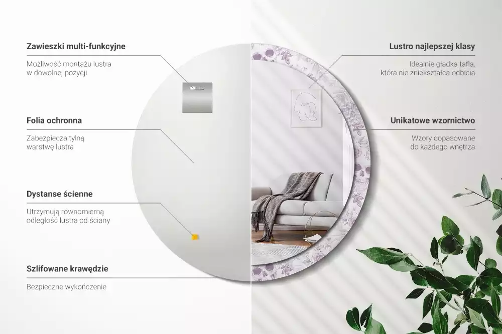 Kerek dísztükör Koponyák