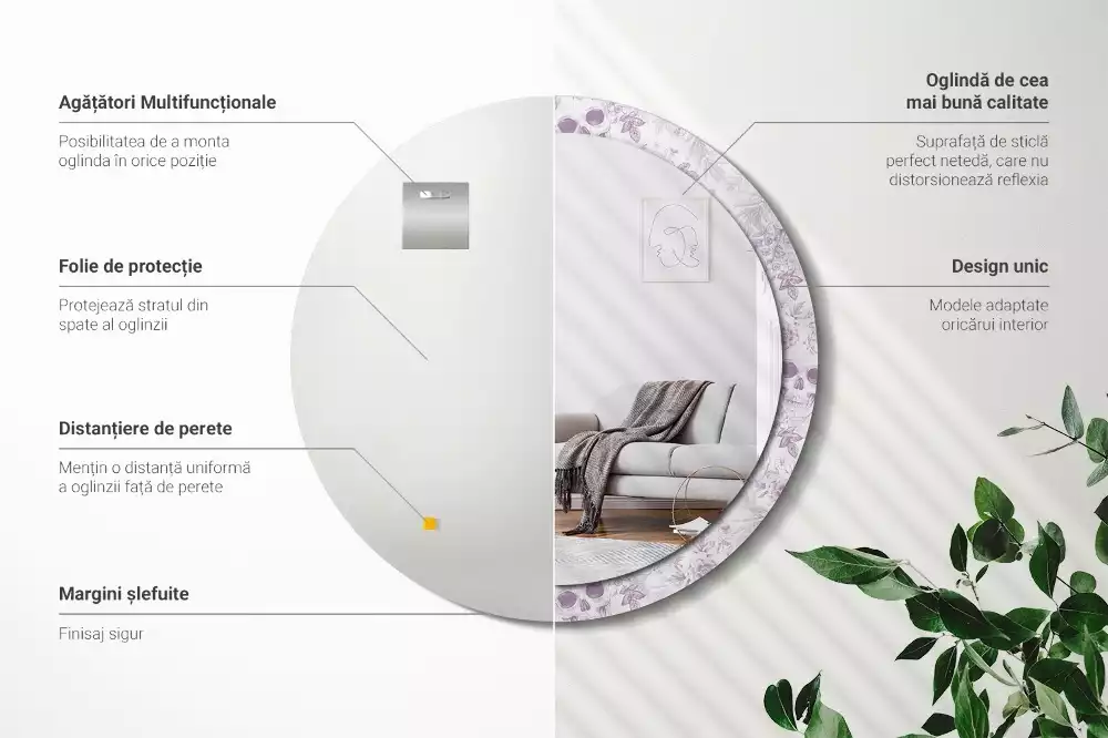 Kerek dísztükör Koponyák