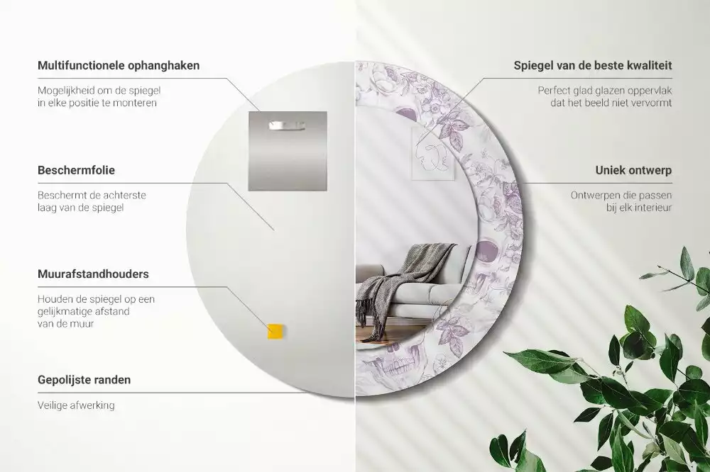 Kerek dísztükör Koponyák