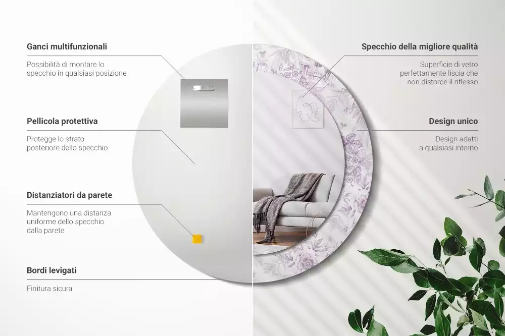 Kerek dísztükör Koponyák