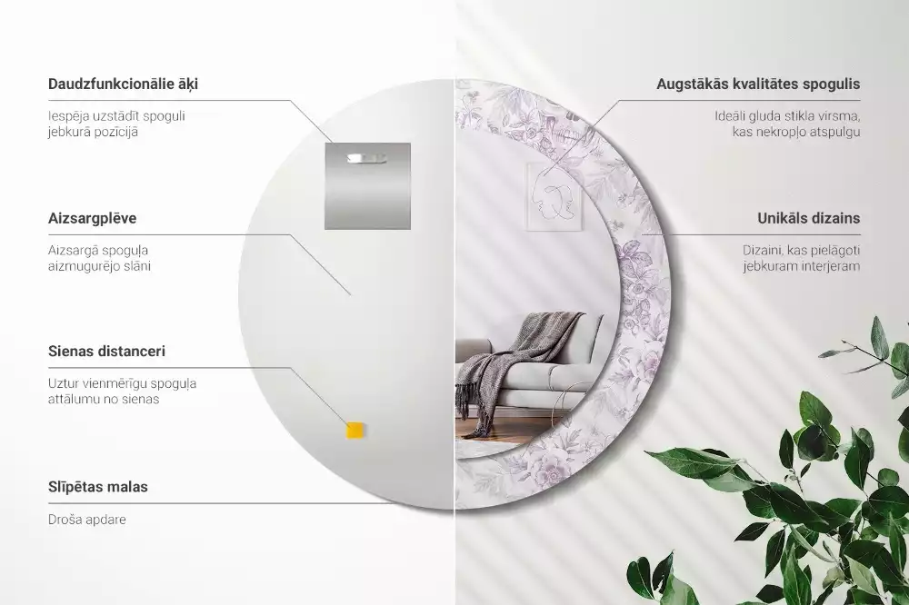 Kerek dísztükör Koponyák