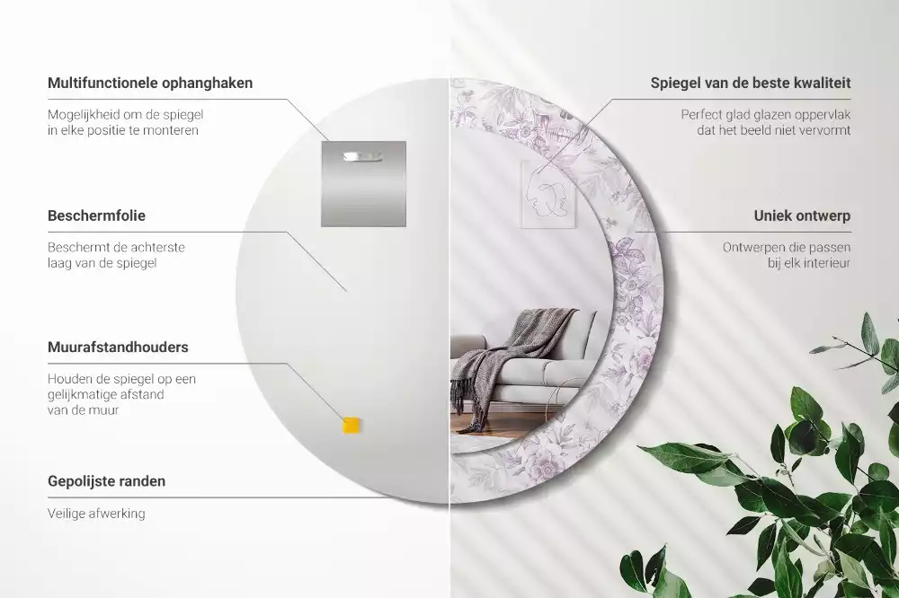 Kerek dísztükör Koponyák