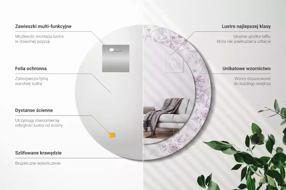 Kerek dísztükör Koponyák