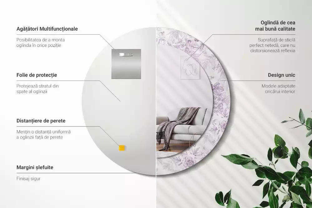 Kerek dísztükör Koponyák