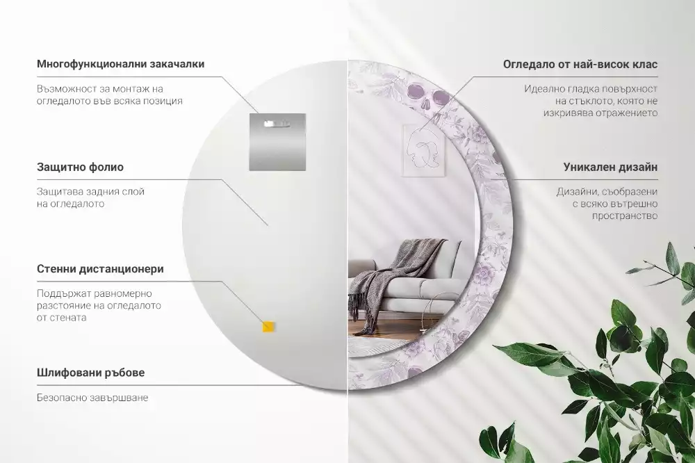 Kerek dísztükör Koponyák