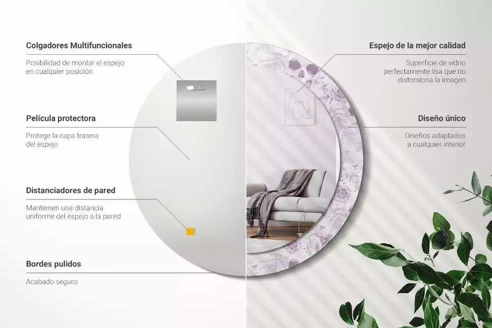 Kerek dísztükör Koponyák