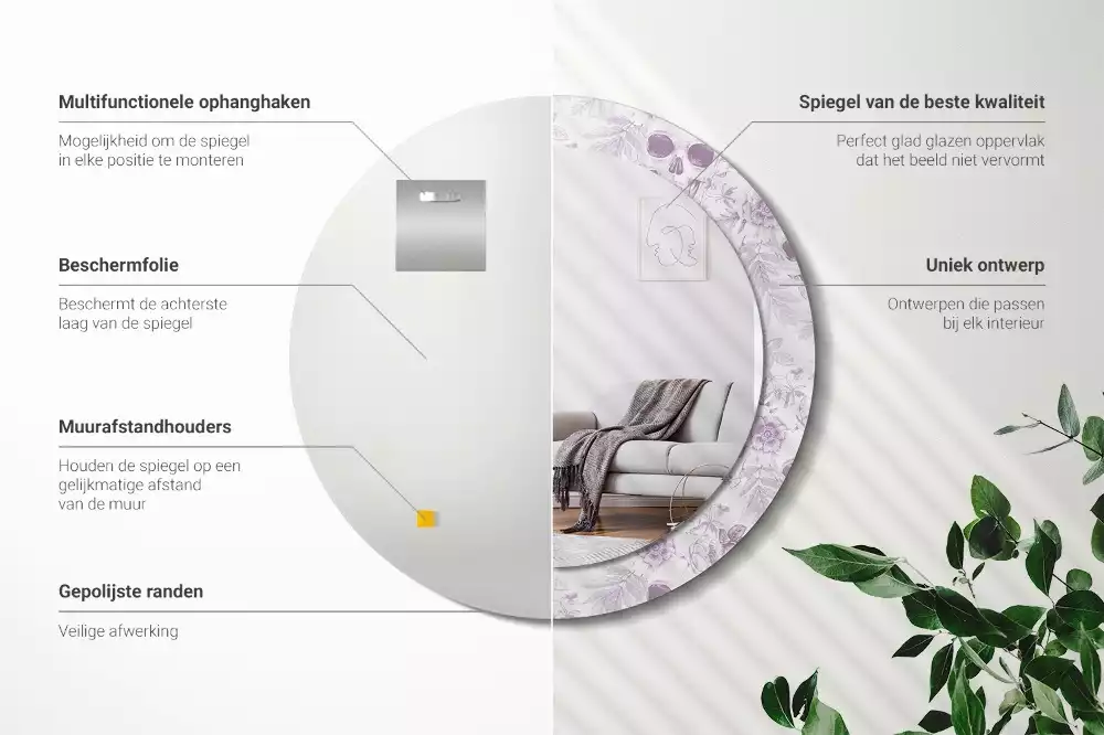 Kerek dísztükör Koponyák