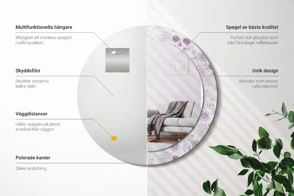 Kerek dísztükör Koponyák