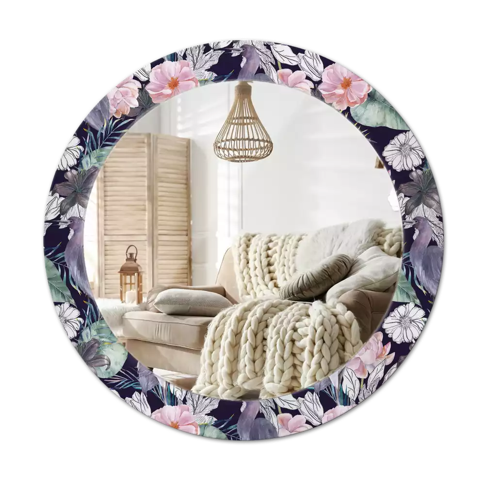 Kerek dísztükör Gémek madarak