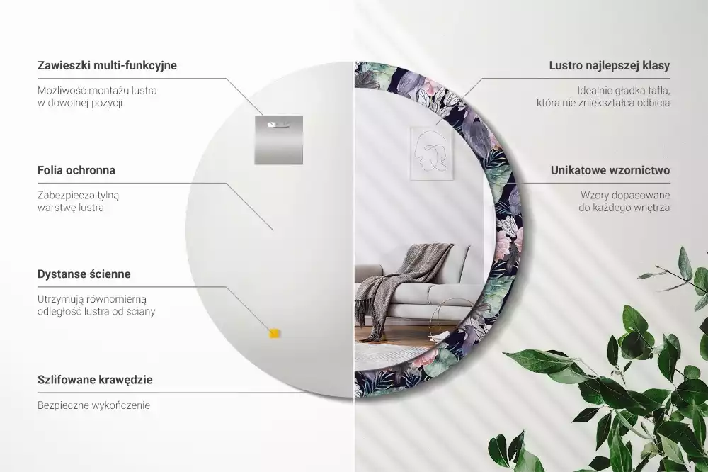 Kerek dísztükör Gémek madarak