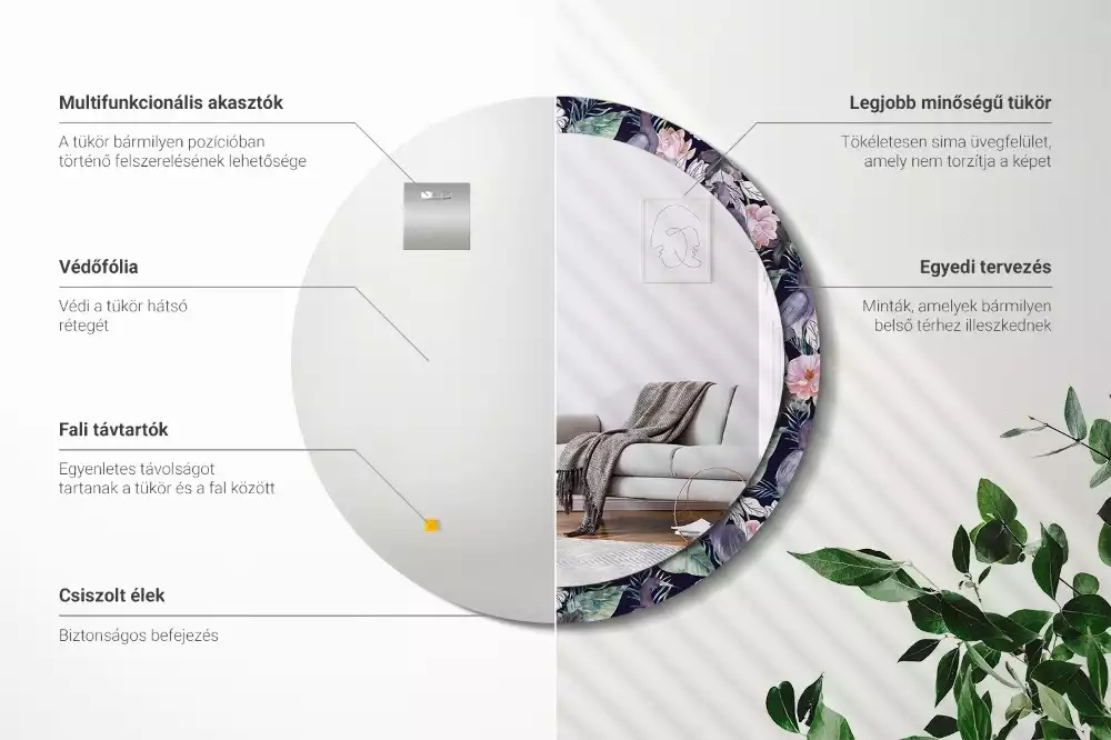 Kerek dísztükör Gémek madarak