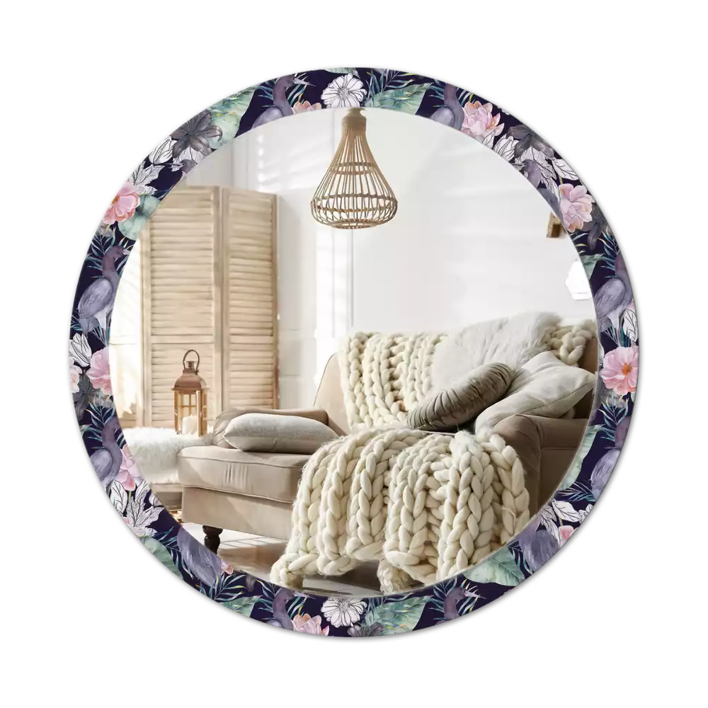 Kerek dísztükör Gémek madarak