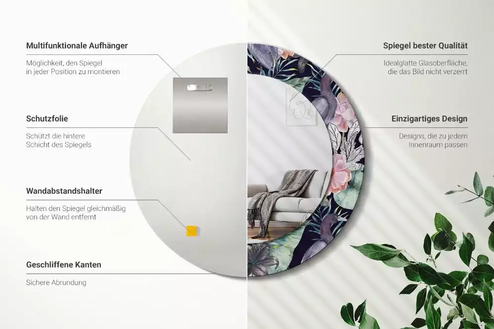 Kerek dísztükör Gémek madarak