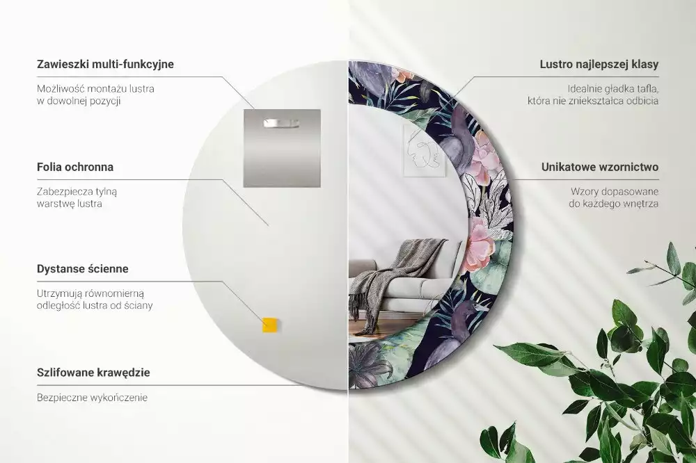 Kerek dísztükör Gémek madarak