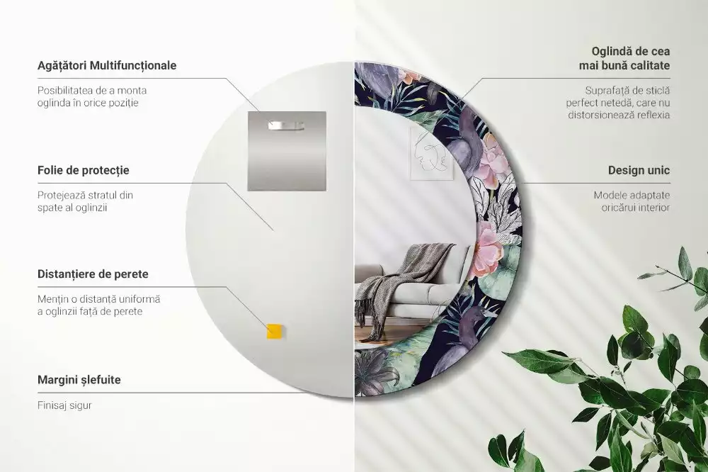 Kerek dísztükör Gémek madarak