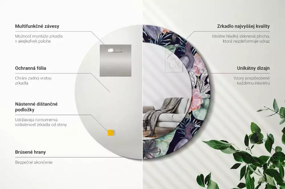 Kerek dísztükör Gémek madarak