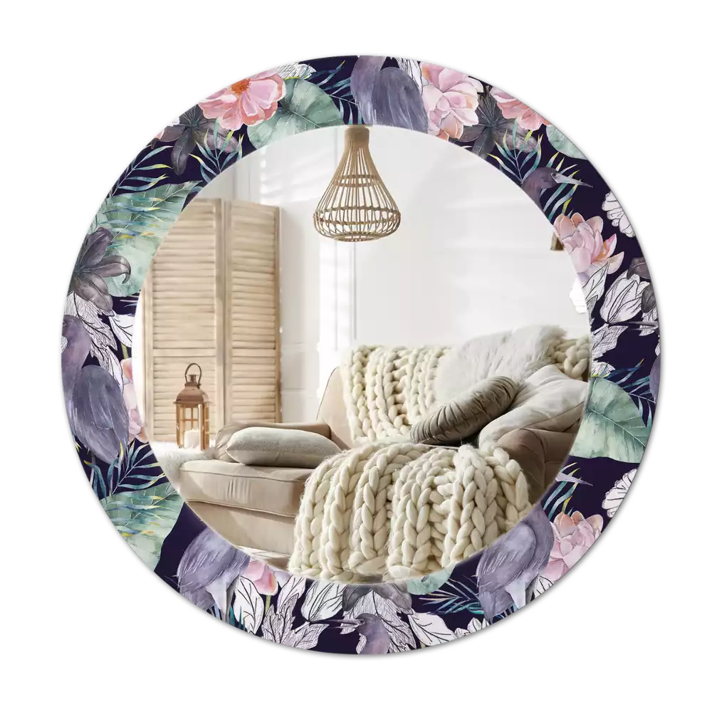 Kerek dísztükör Gémek madarak