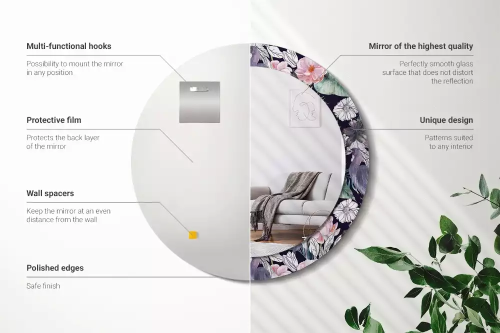 Kerek dísztükör Gémek madarak