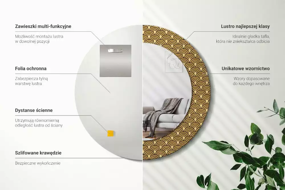 Kerek dísztükör Retro minta