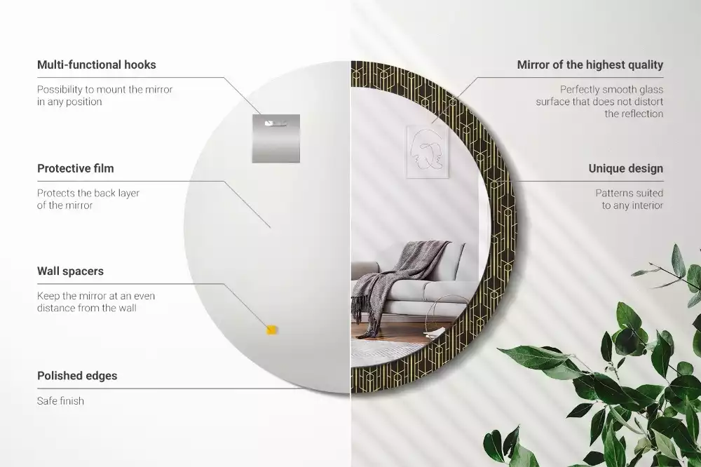 Kerek dísztükör Vintage geometria