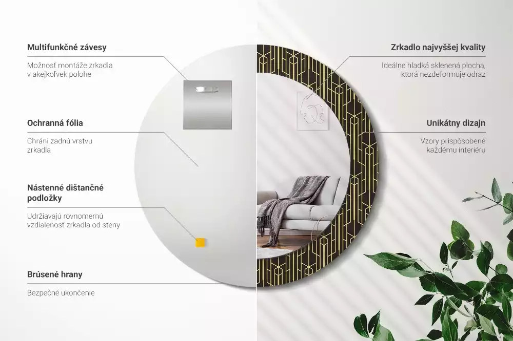 Kerek dísztükör Vintage geometria