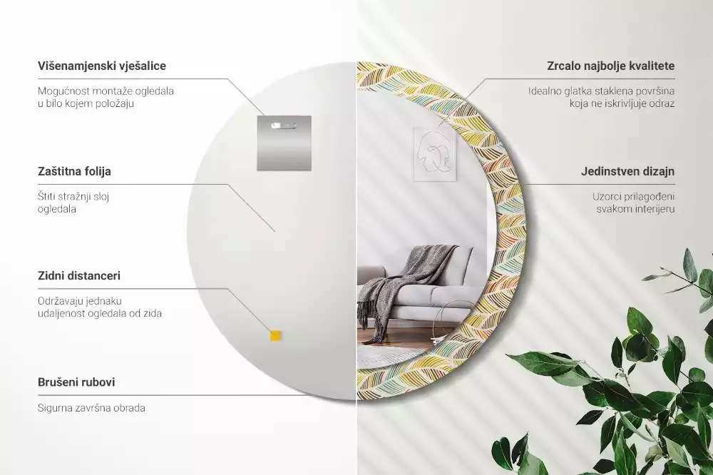 Kerek díszes tükör Absztrakt