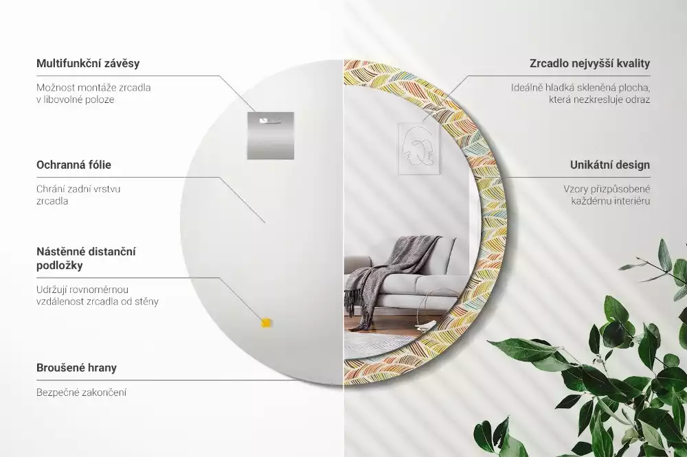 Kerek díszes tükör Absztrakt