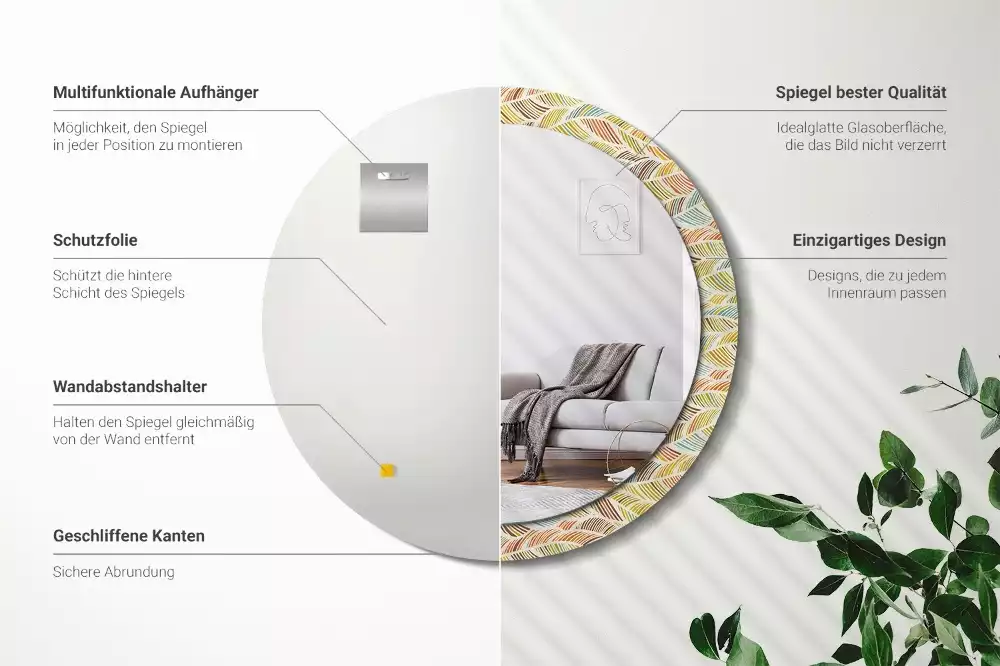 Kerek díszes tükör Absztrakt